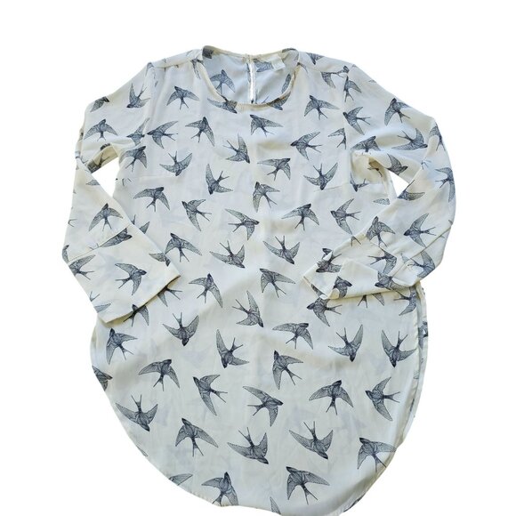 H&M Swallow Bird Women's Tunic top long sleeved crew neck size 10 - Picture 1 of 11